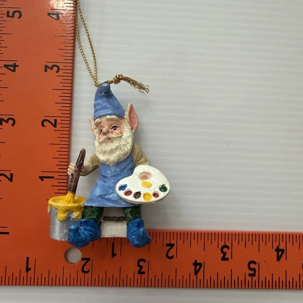 Vintage Christmas Elf Ornament Lot Of 3 Taiwan Pixie Gnome Painter Baker Gifts